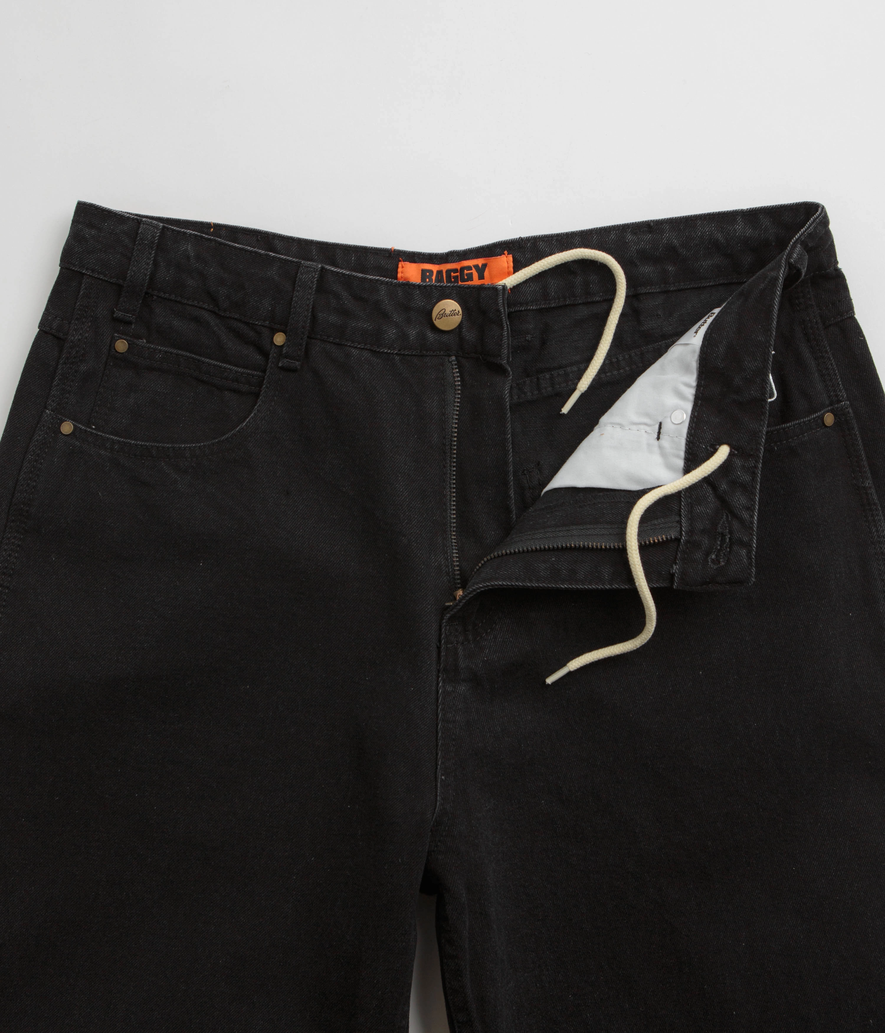 Butter Goods Lock Baggy Jeans - Flat Black Abrasion Resistant Surface