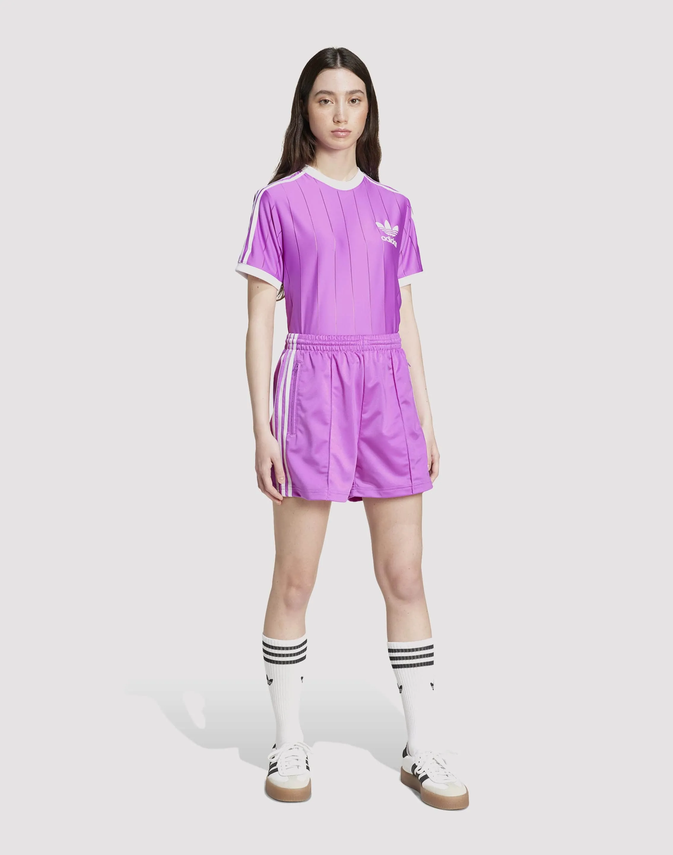 Earth Glow Thin Core Adidas Adicolor 3-Stripes Purple/White Tee