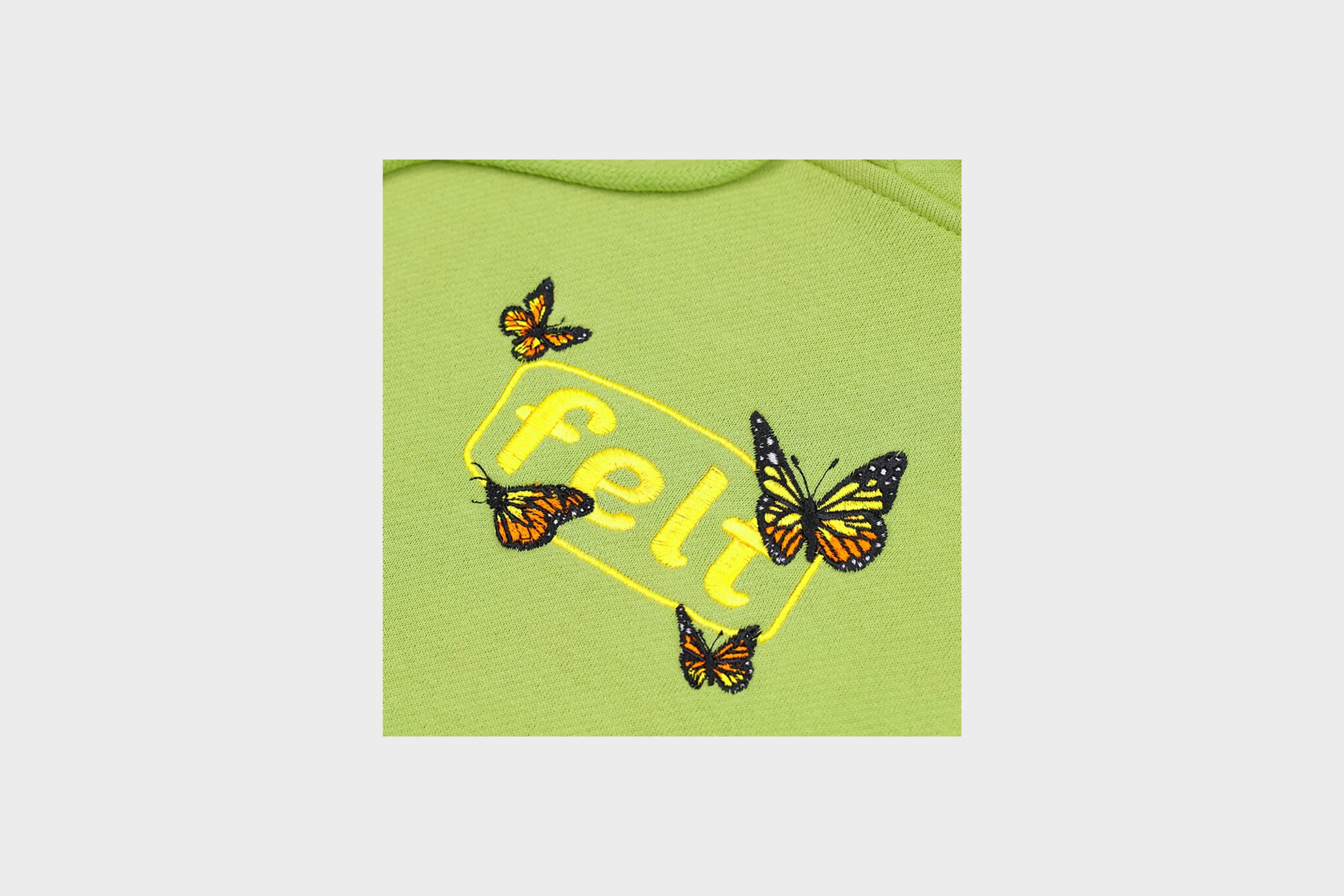 QuickRelease Fasteners Felt - Butterfly Embroidered Hoodie (Sage)