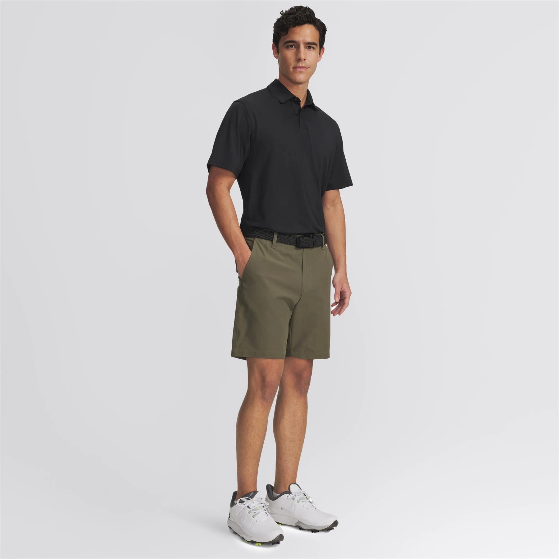 Style Basic Travel Comfort Drive Tapered Fit Golf Shorts Marine OD Green /Halo Grey