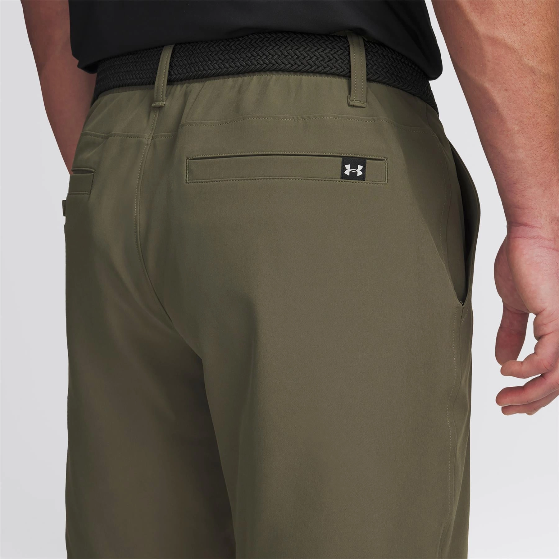 Noise Free Operation Design Drive Tapered Fit Golf Shorts Marine OD Green /Halo Grey
