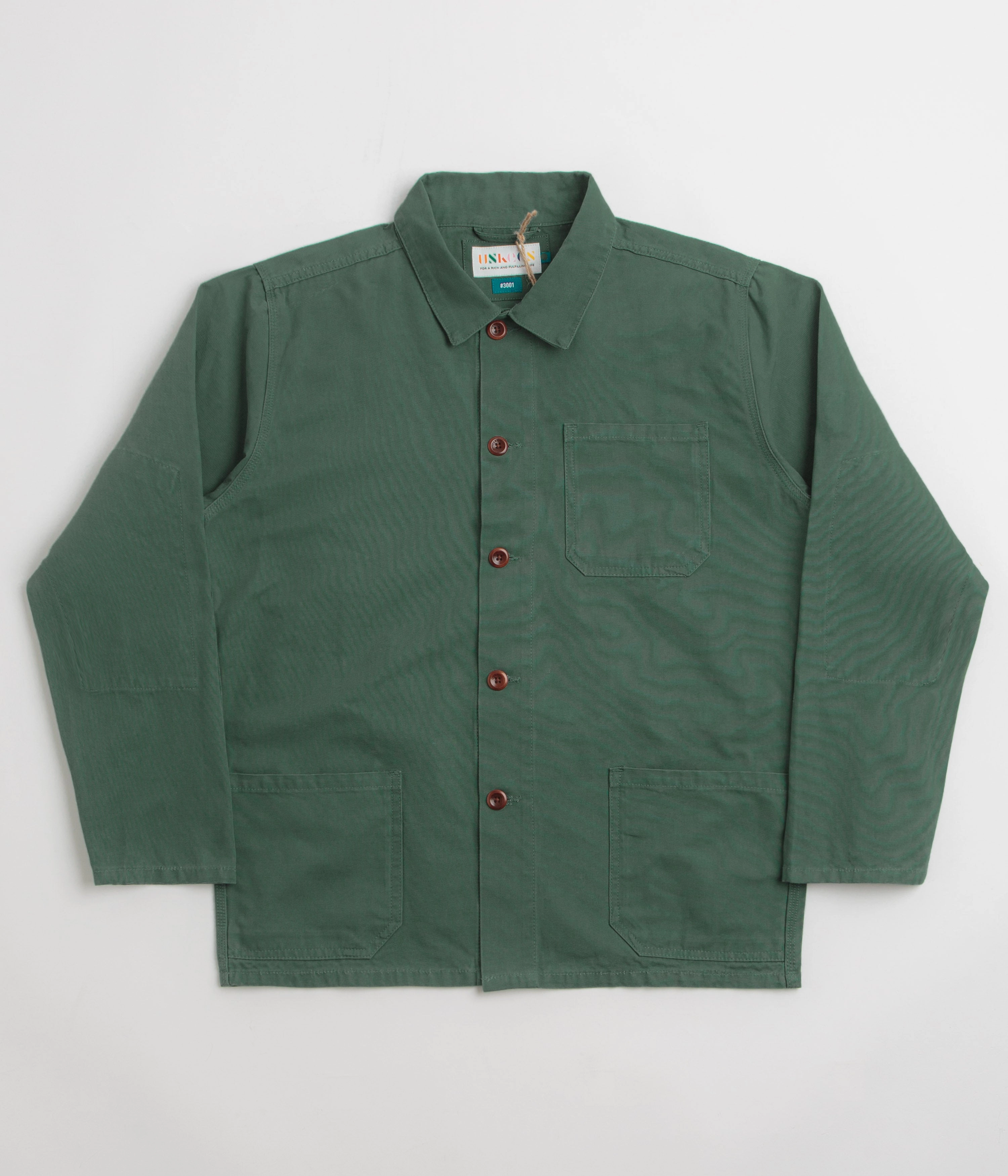 Uskees 3001 Buttoned Overshirt - Green Ergonomic Cut Convertible Design