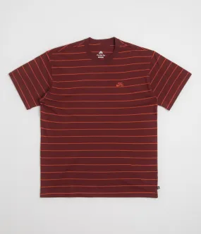 Daily Use Three Thread Overlock Stitching Nike SB Striped T-Shirt - Dark Team Red