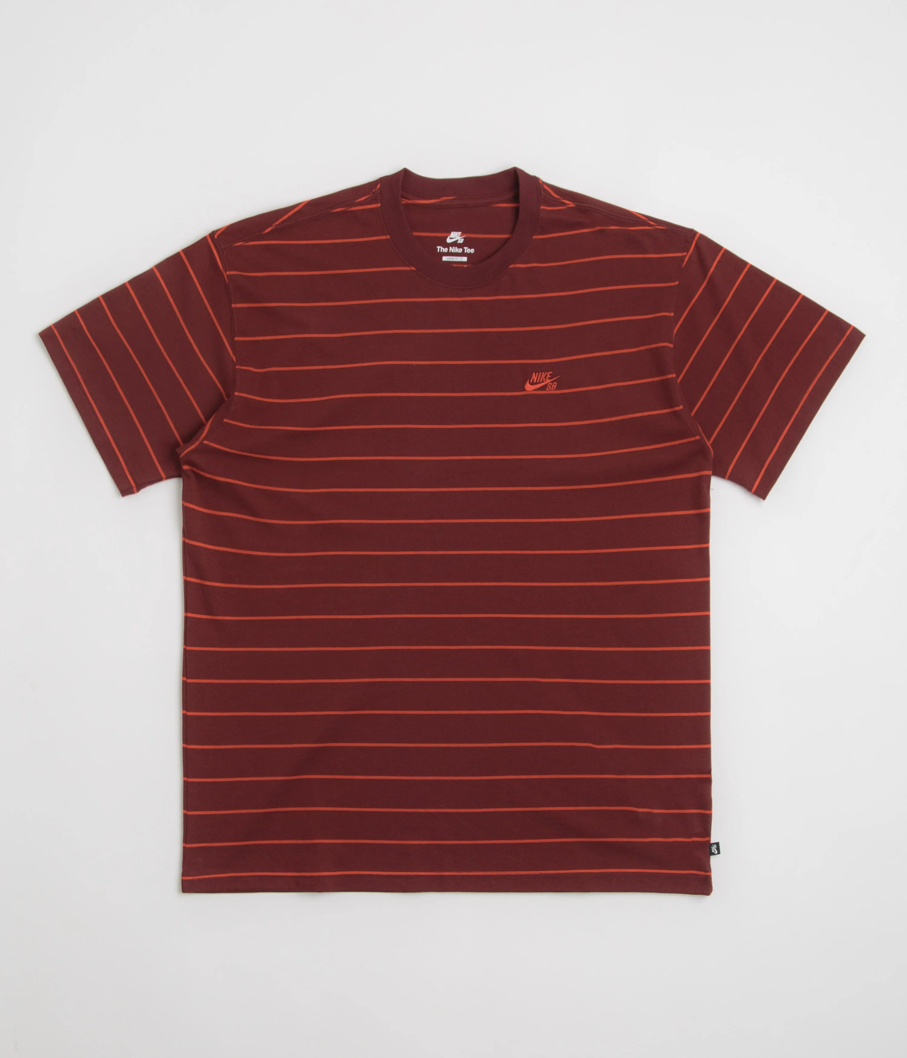 Daily Use Three Thread Overlock Stitching Nike SB Striped T-Shirt - Dark Team Red