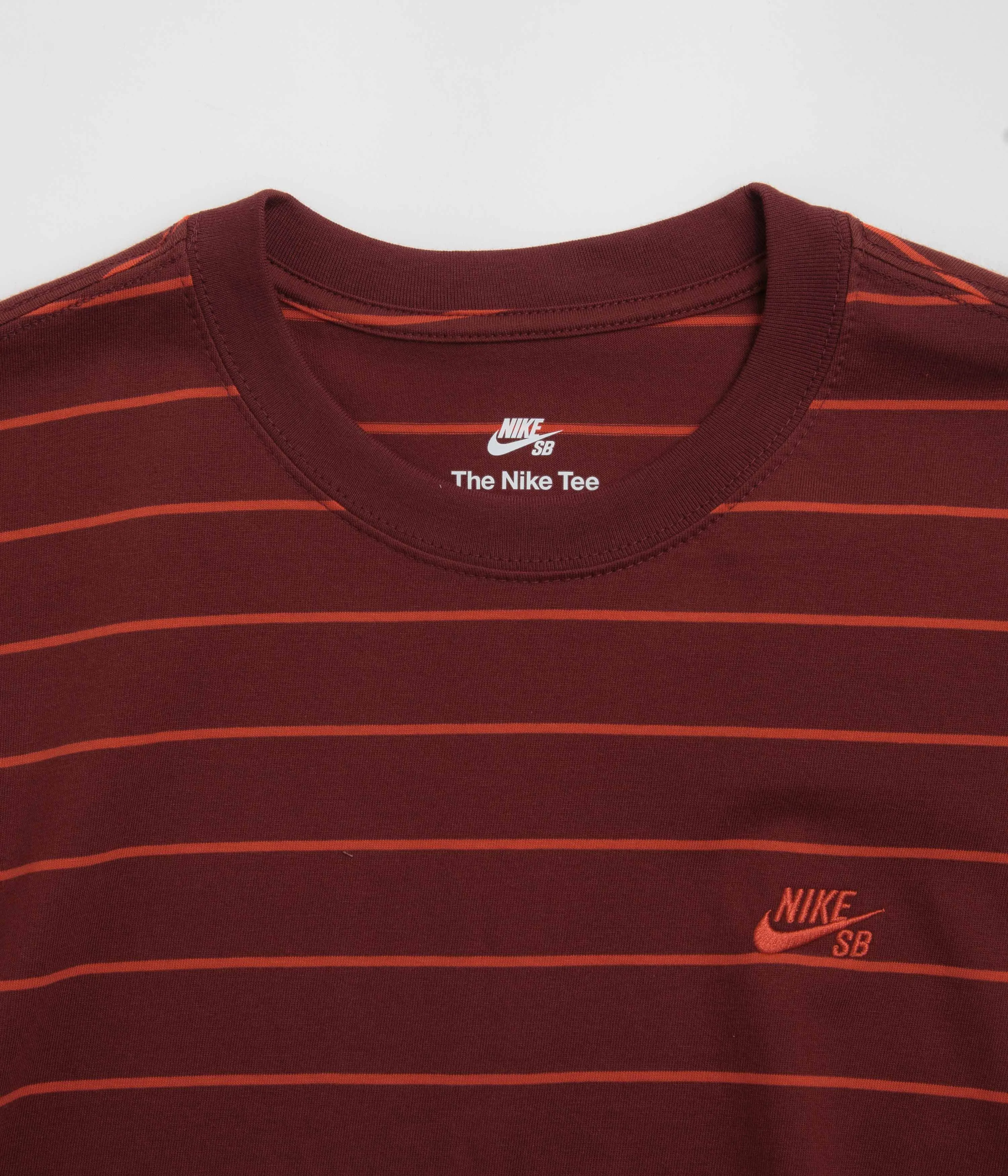 Cool Touch Fabric Technology High Demand Nike SB Striped T-Shirt - Dark Team Red