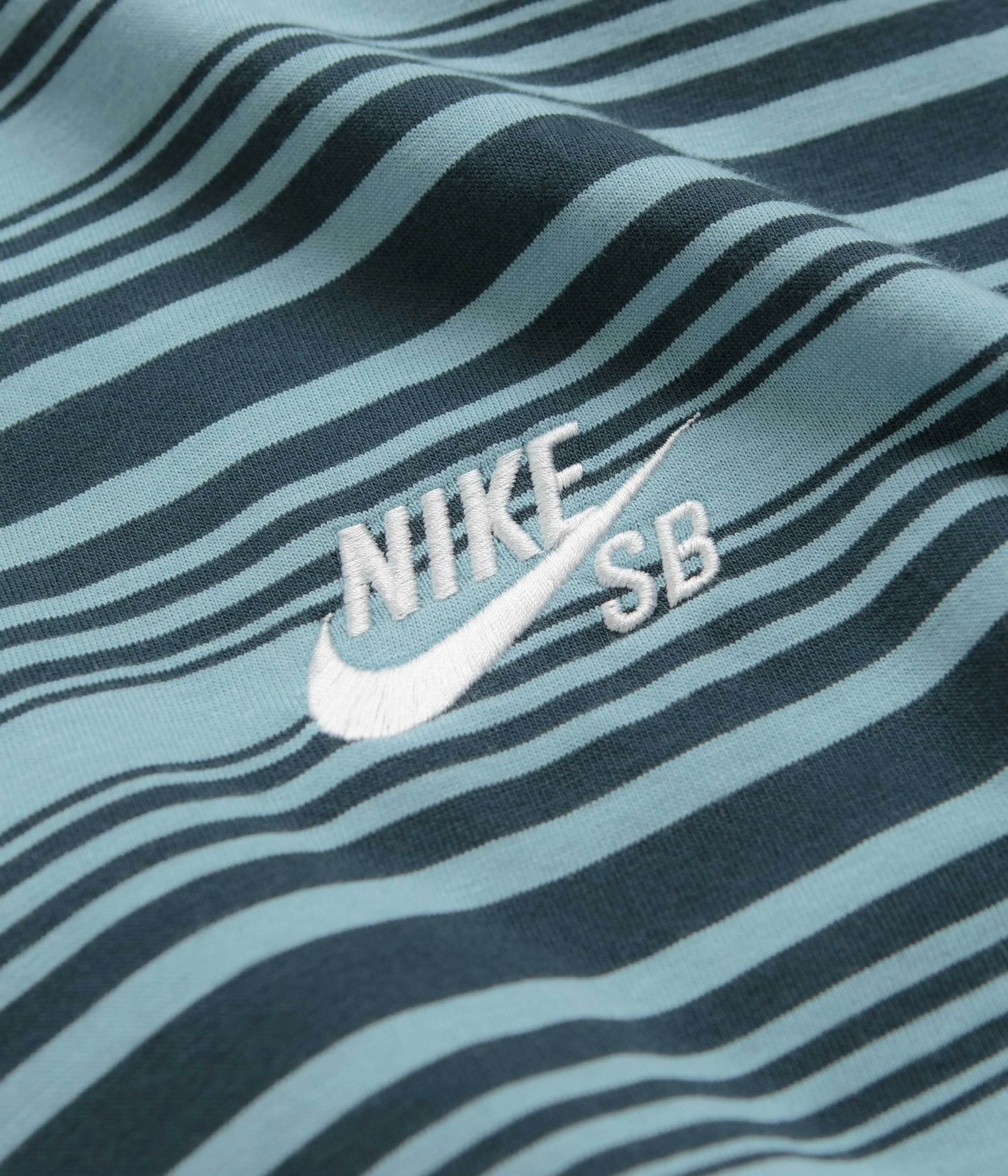 Nike SB Striped T-Shirt - Denim Turquoise Pockets button-down