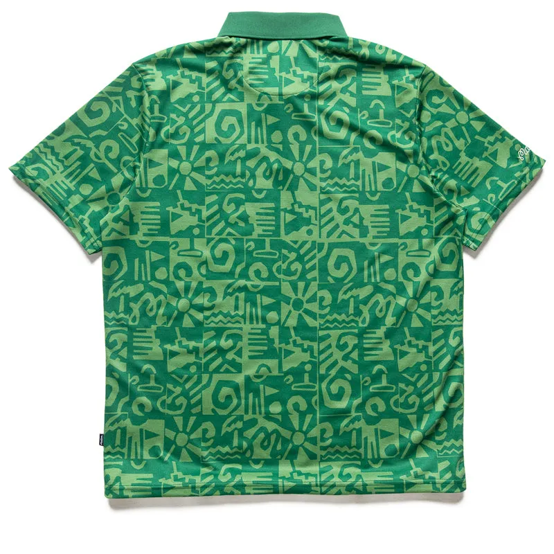 Linen blend Adjustable Cuffs Malbon Golf Mezzo Performance Pique Printed Polo - Kelly Green