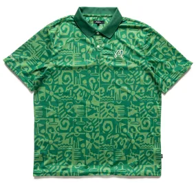 Polished Placket Malbon Golf Mezzo Performance Pique Printed Polo - Kelly Green