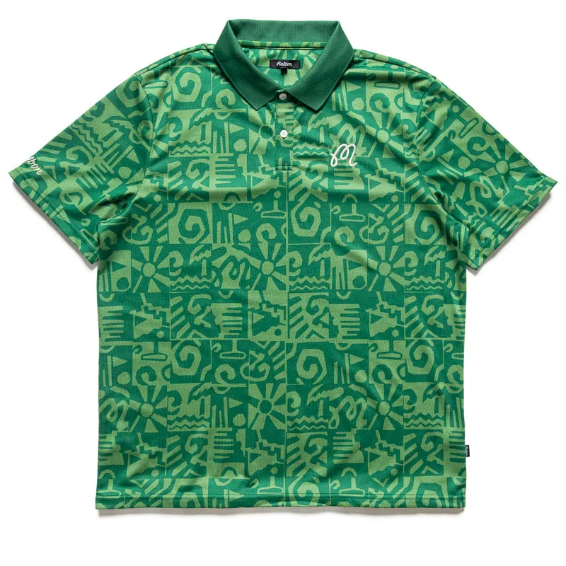 Malbon Golf Mezzo Performance Pique Printed Polo - Kelly Green Thermal regulation Anti Static Fabric