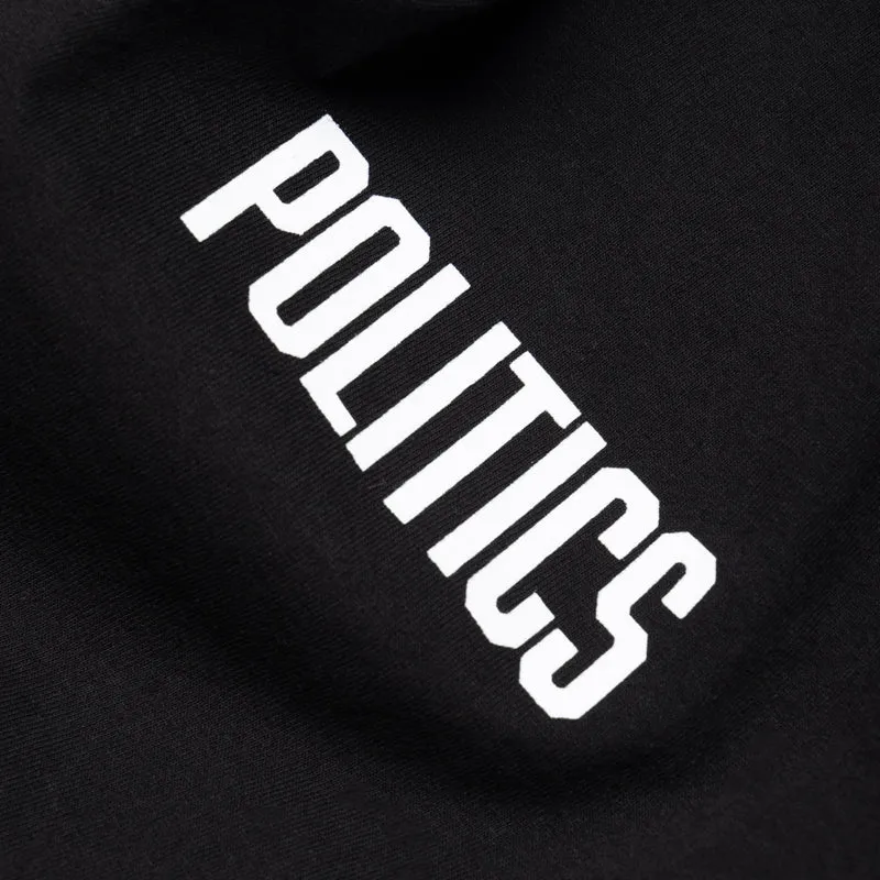 Politics Bootleg Tee - Black exhibition venue