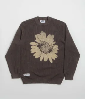 Butter Goods Sunflower Knit Sweatshirt - Charcoal fuzzy texture product keychain convenience