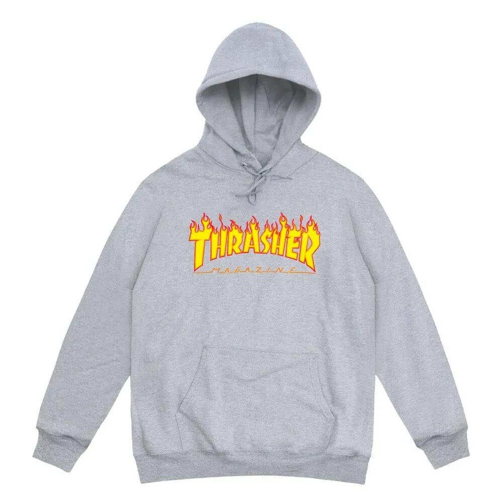 Thrasher - Flame Logo Hoodie Light Grey Ventilated Panels