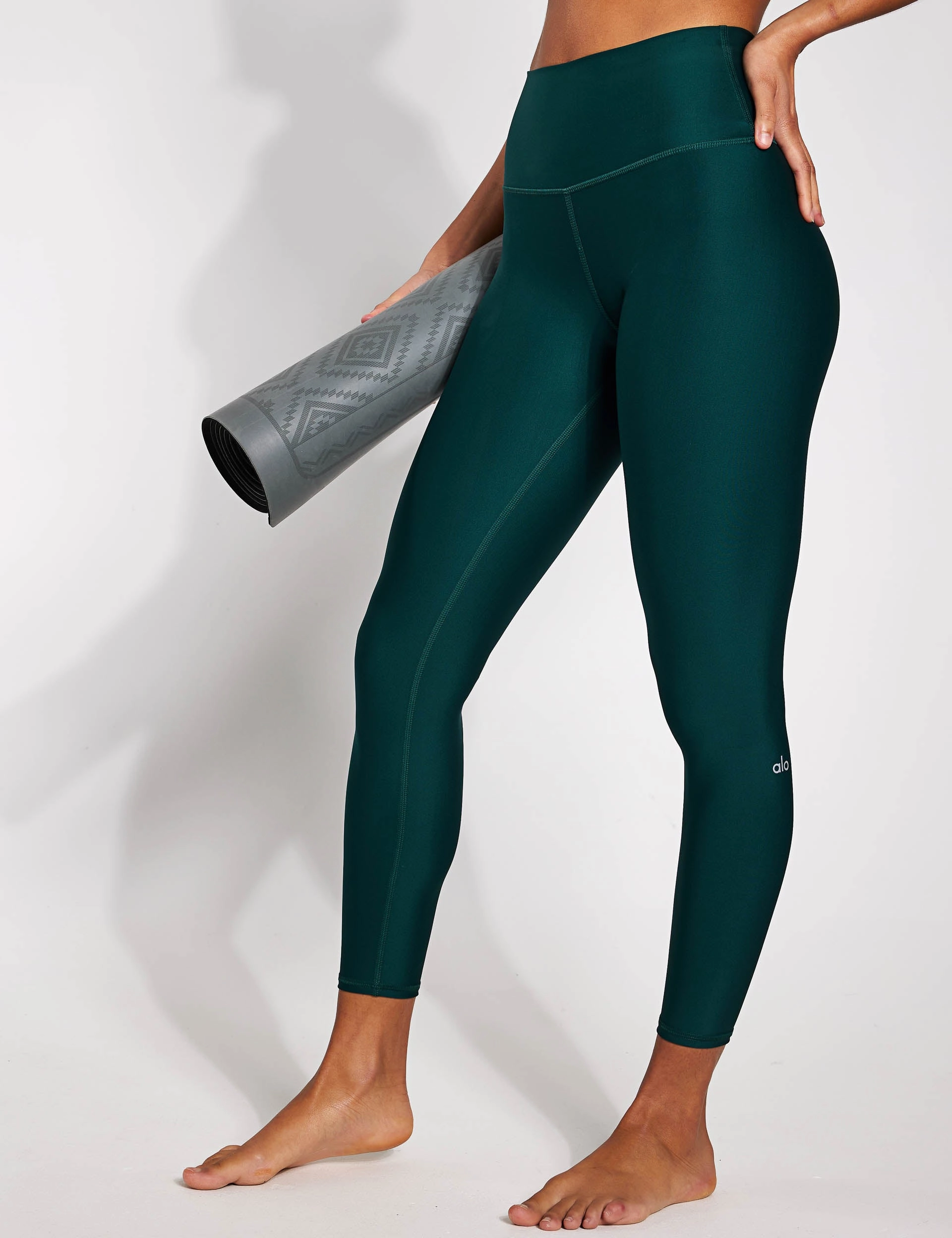 Basic Style 7/8 High Waisted Airlift Legging - Midnight Green