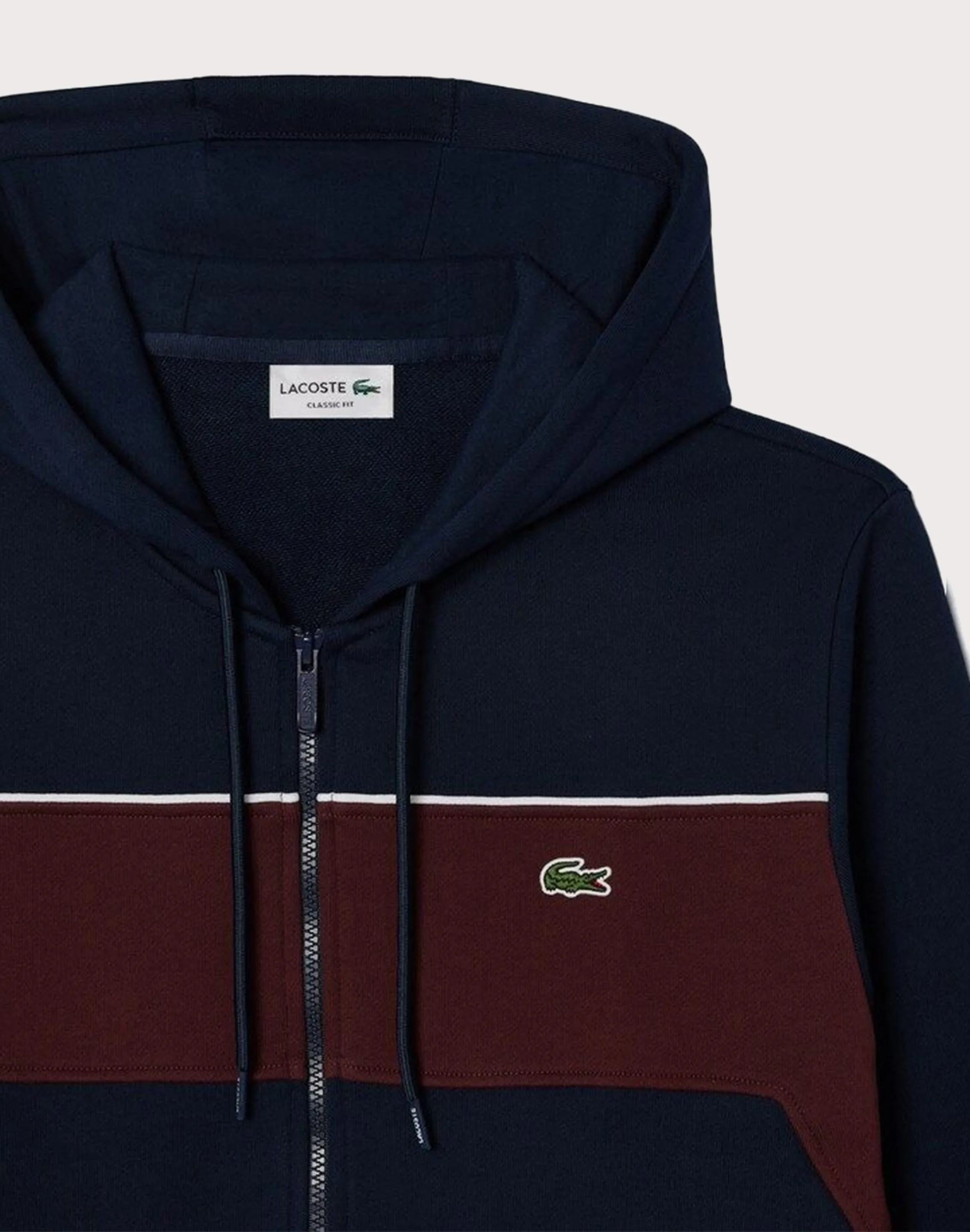 Flexible Hemline Lacoste Colorblock Full-Zip Fleece Hoodie Jacket