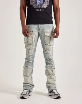 AntiSnagFabric Smoke Rise Utility Pocket Stacked Flare Denim Jeans
