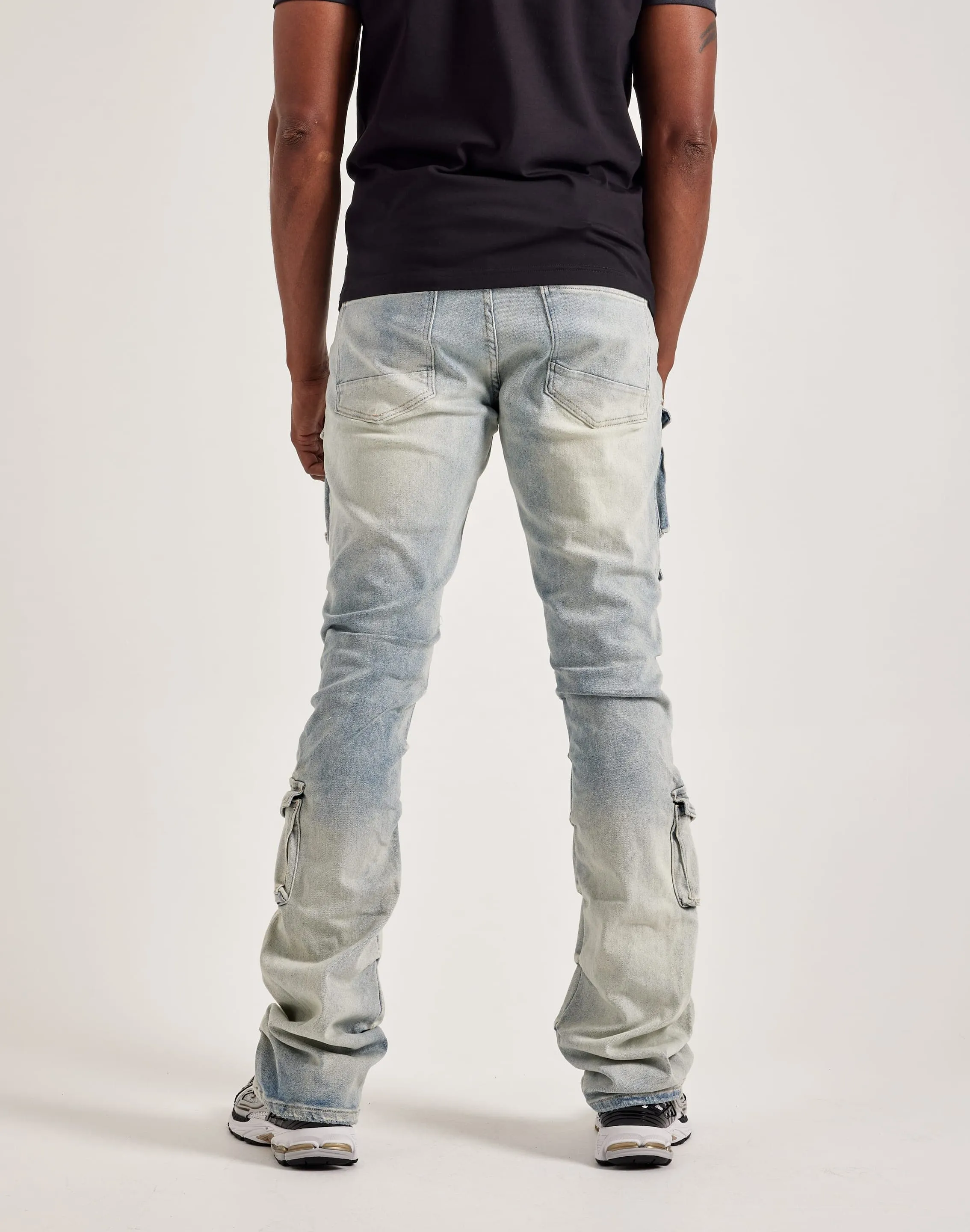 Meta Mood warm glow Smoke Rise Utility Pocket Stacked Flare Denim Jeans