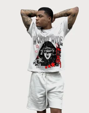 GWEST Old World Wide Star White Tee StainResistant Fabric