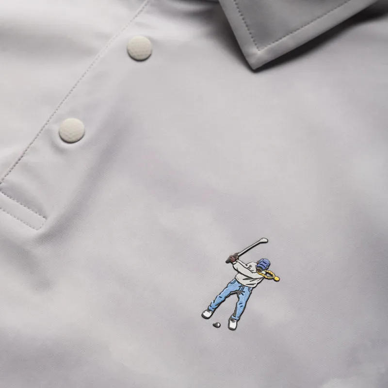 Eastside Golf Canvas Print Snap Placket Polo - Cool Grey Tonal Earthy Palette