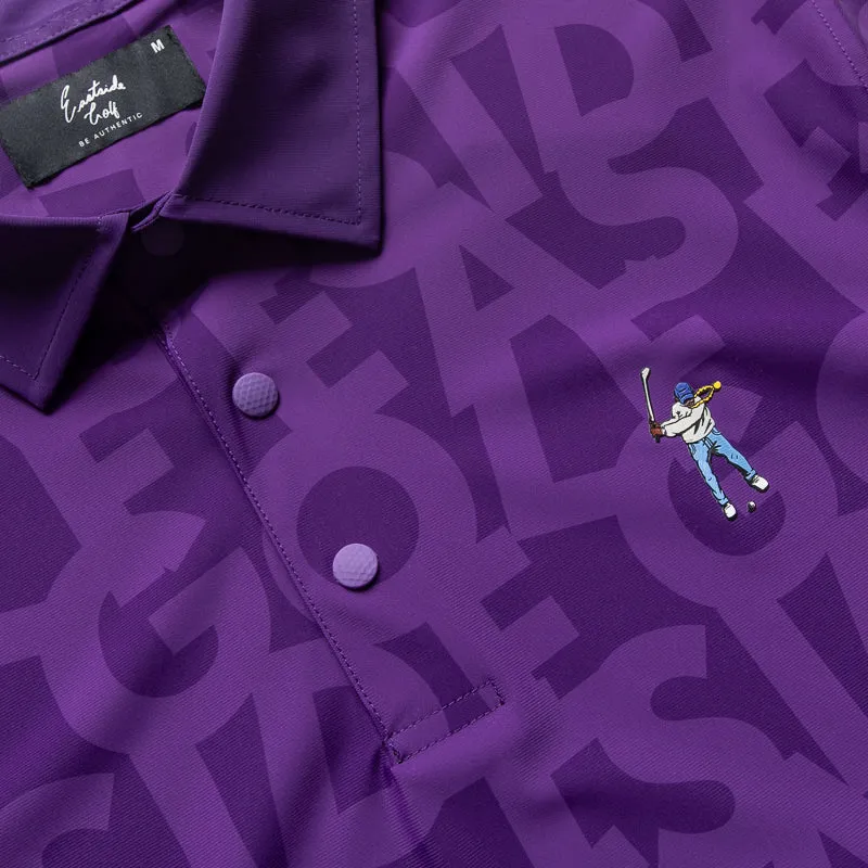 Eco Dye Technique Eastside Golf Snap Placket Polo - Violet Shuffle Print
