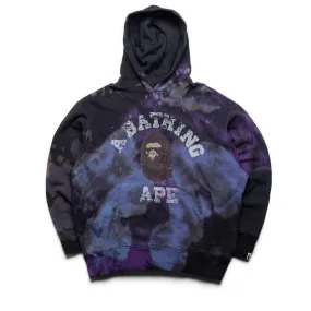 A Bathing Ape Tie Dye College Pullover Hoodie - Black Bright Colors
