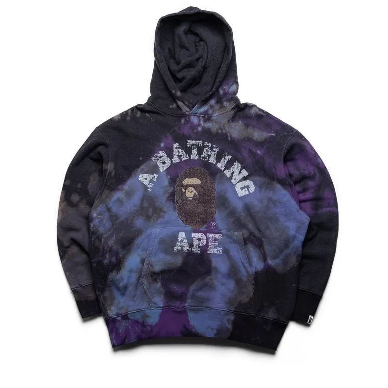 Tech Wear A Bathing Ape Tie Dye College Pullover Hoodie - Black