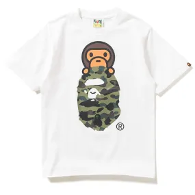 A Bathing Ape 1st Camo Milo On Ape Head Tee - White/Green Snowy day football venue