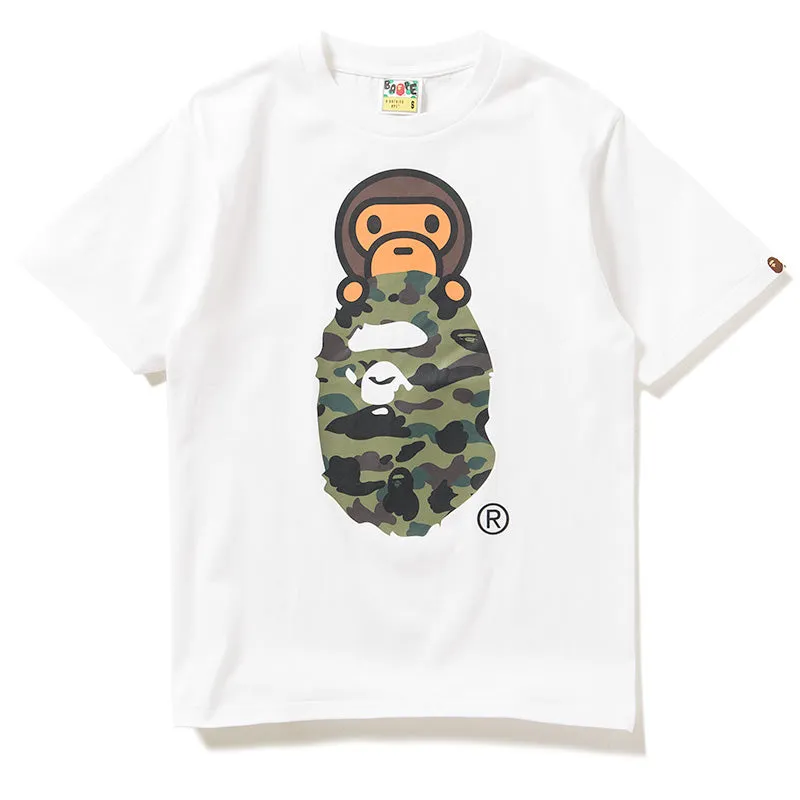 A Bathing Ape 1st Camo Milo On Ape Head Tee - White/Green Snowy day football venue