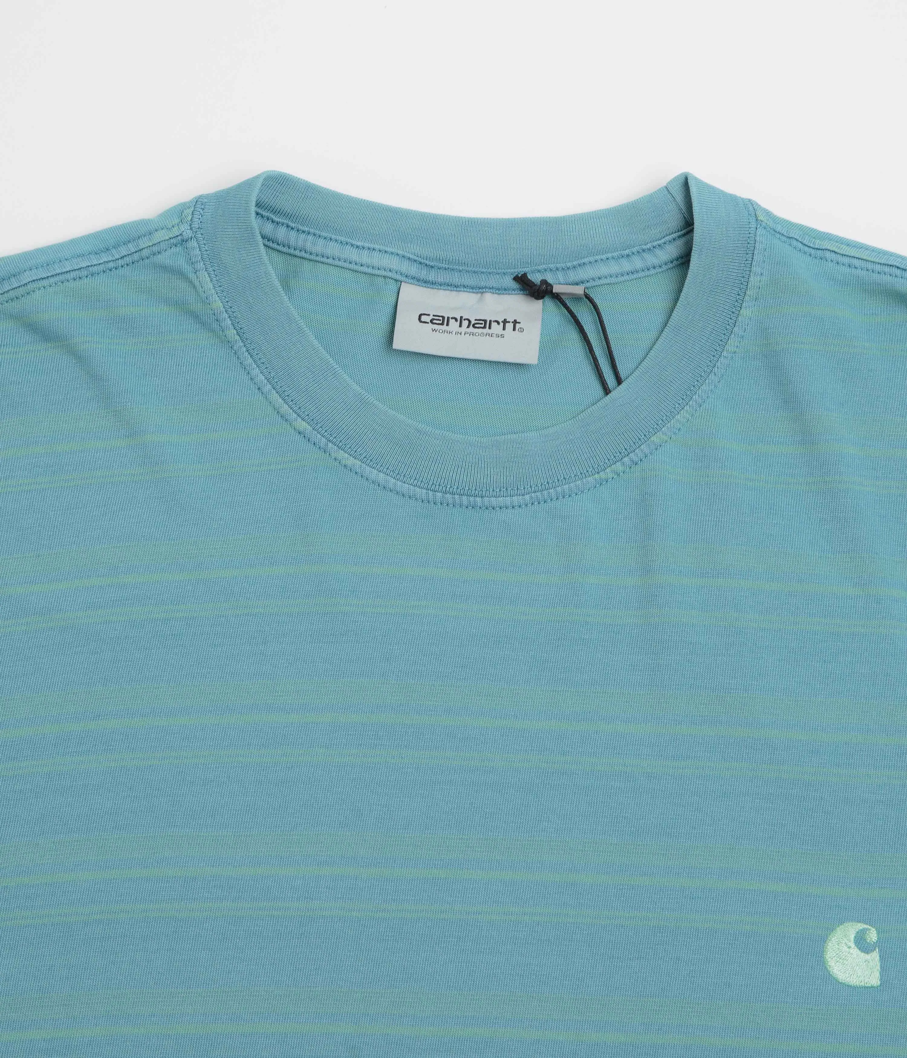 Carhartt Brodine T-Shirt - Brodine Stripe / Saguaro Sun Protective Fabric train venue