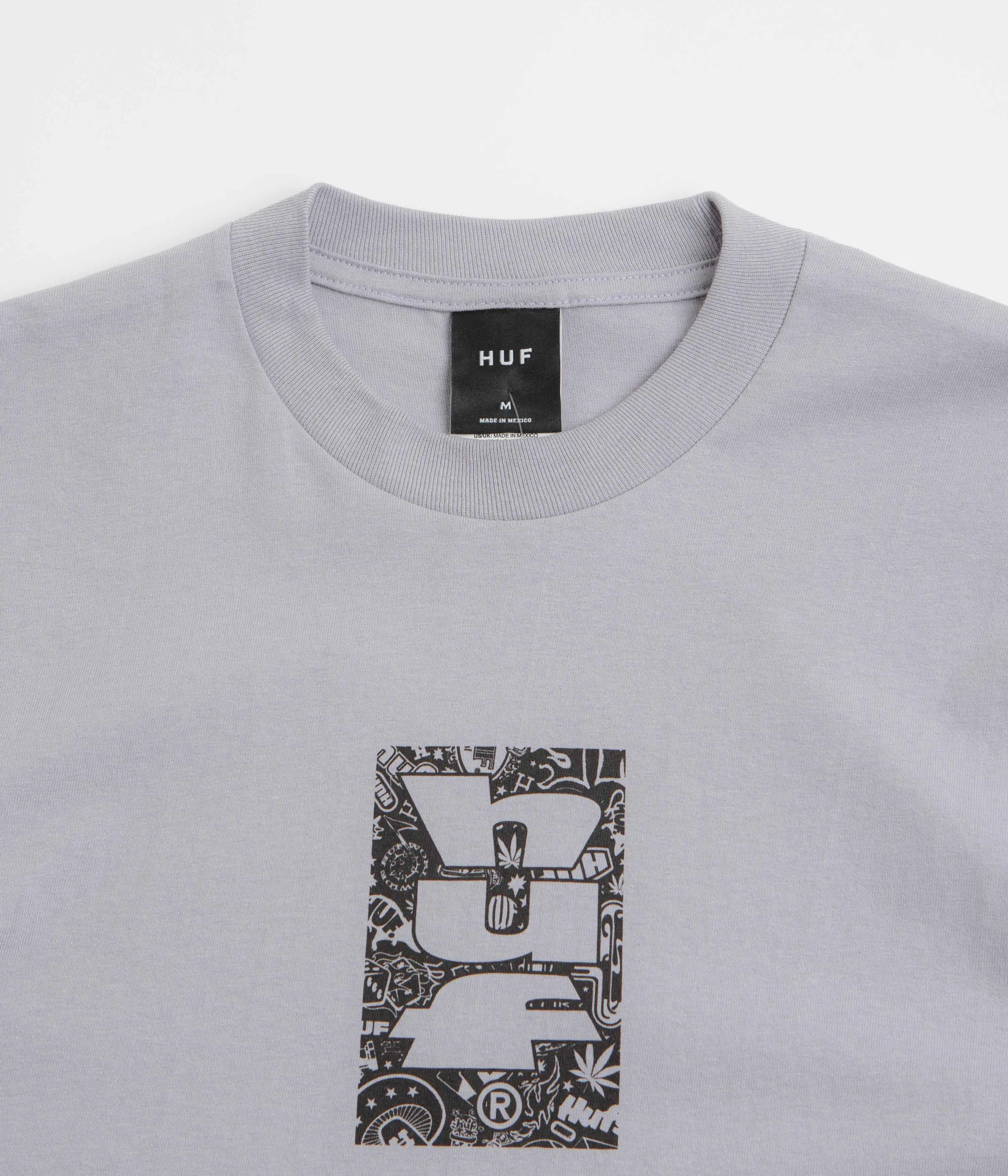 Flatlock Seam Technique Long Length HUF Metablast T-Shirt - Dust Purple
