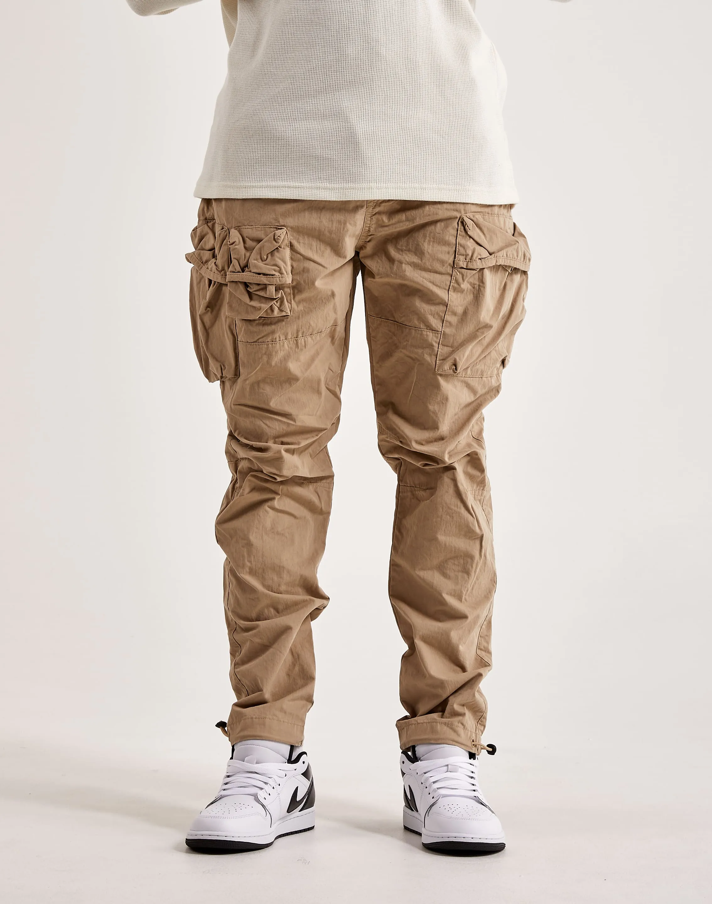 SplitHemDesign Smoke Rise Utility Peach Nylon Cargo Pants