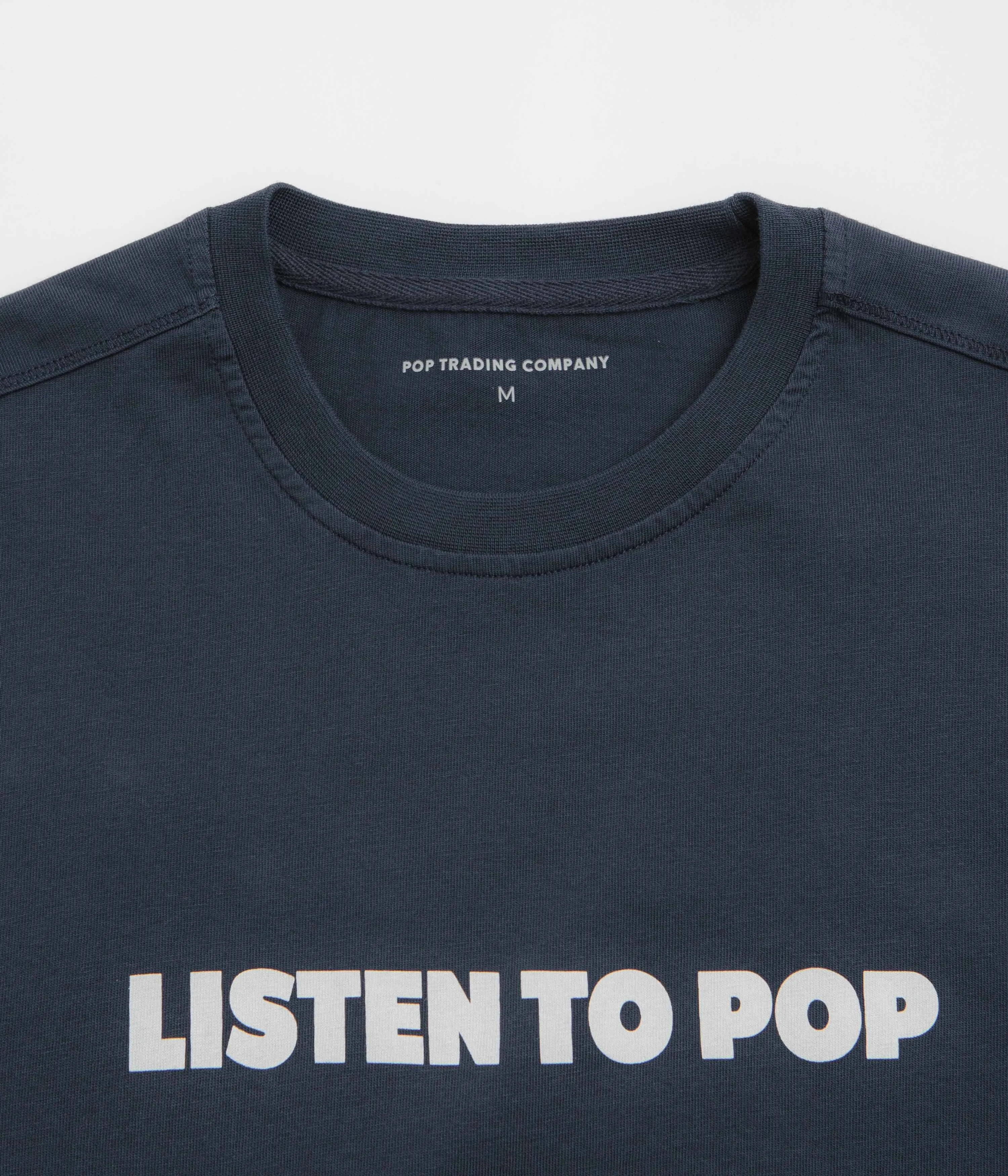 Pop Trading Company Skatemuzik T-Shirt - Navy Compact Knit Structure