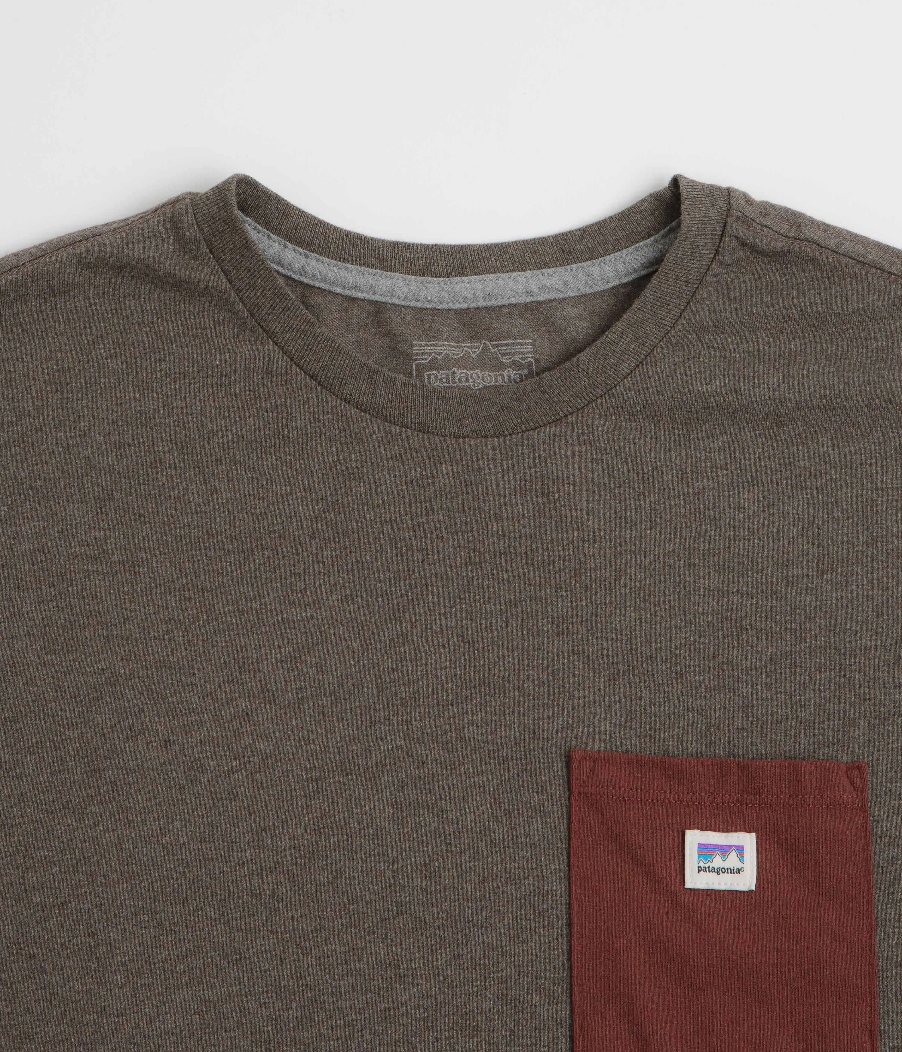 Patagonia Shop Sticker Pocket Responsibili-Tee T-Shirt - Marlow Brown theme park Year-Round
