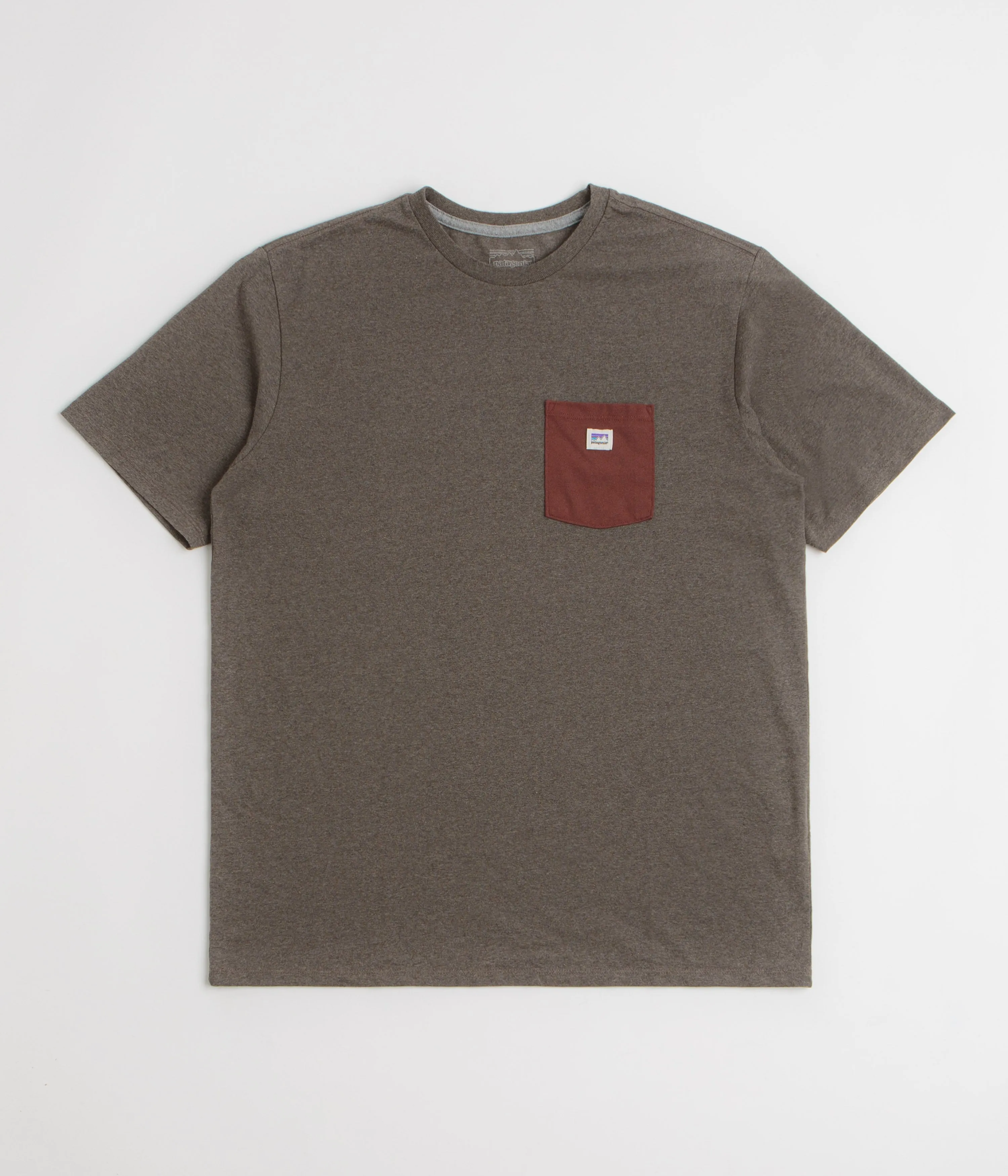 Half sleeve Patagonia Shop Sticker Pocket Responsibili-Tee T-Shirt - Marlow Brown
