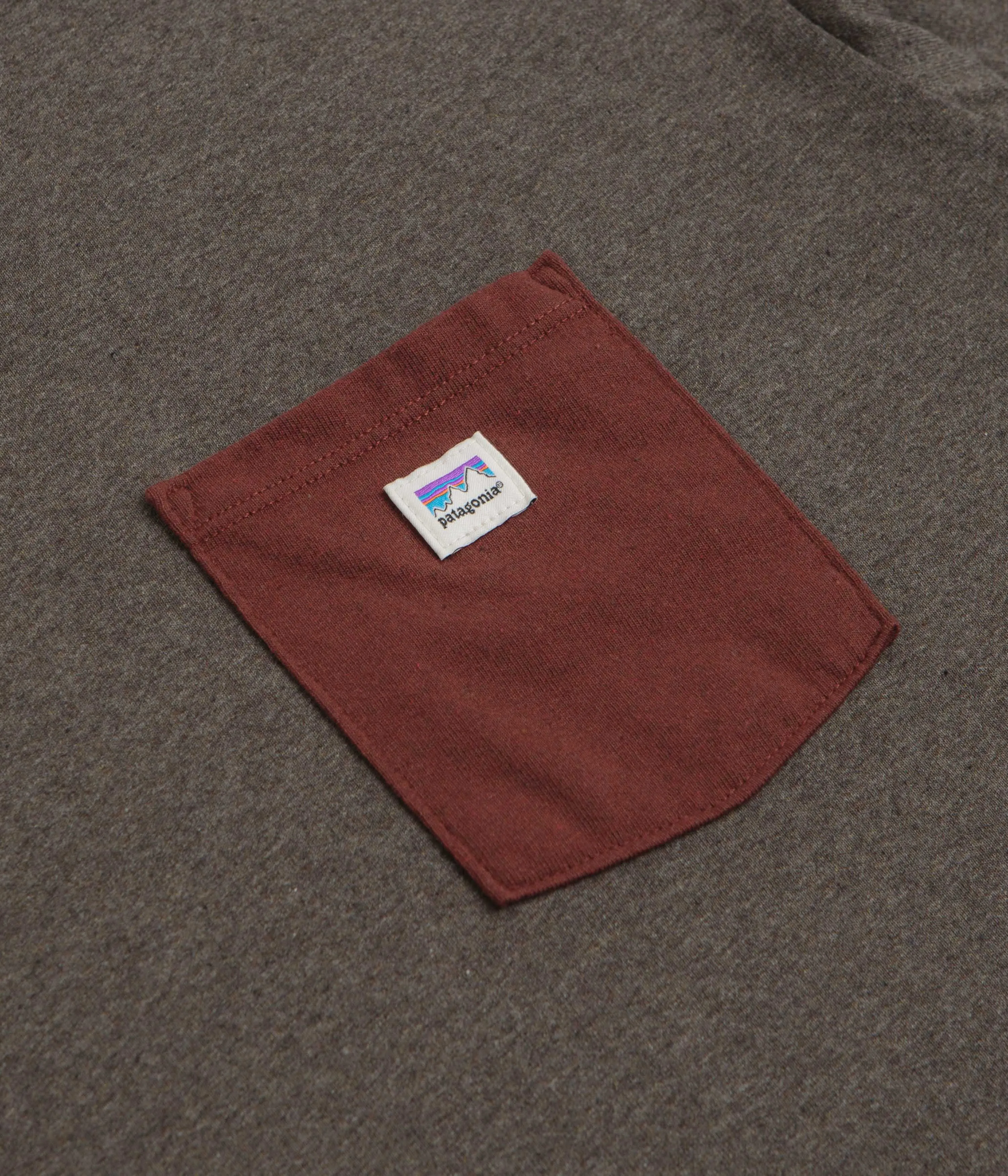 cropped legs Office Patagonia Shop Sticker Pocket Responsibili-Tee T-Shirt - Marlow Brown