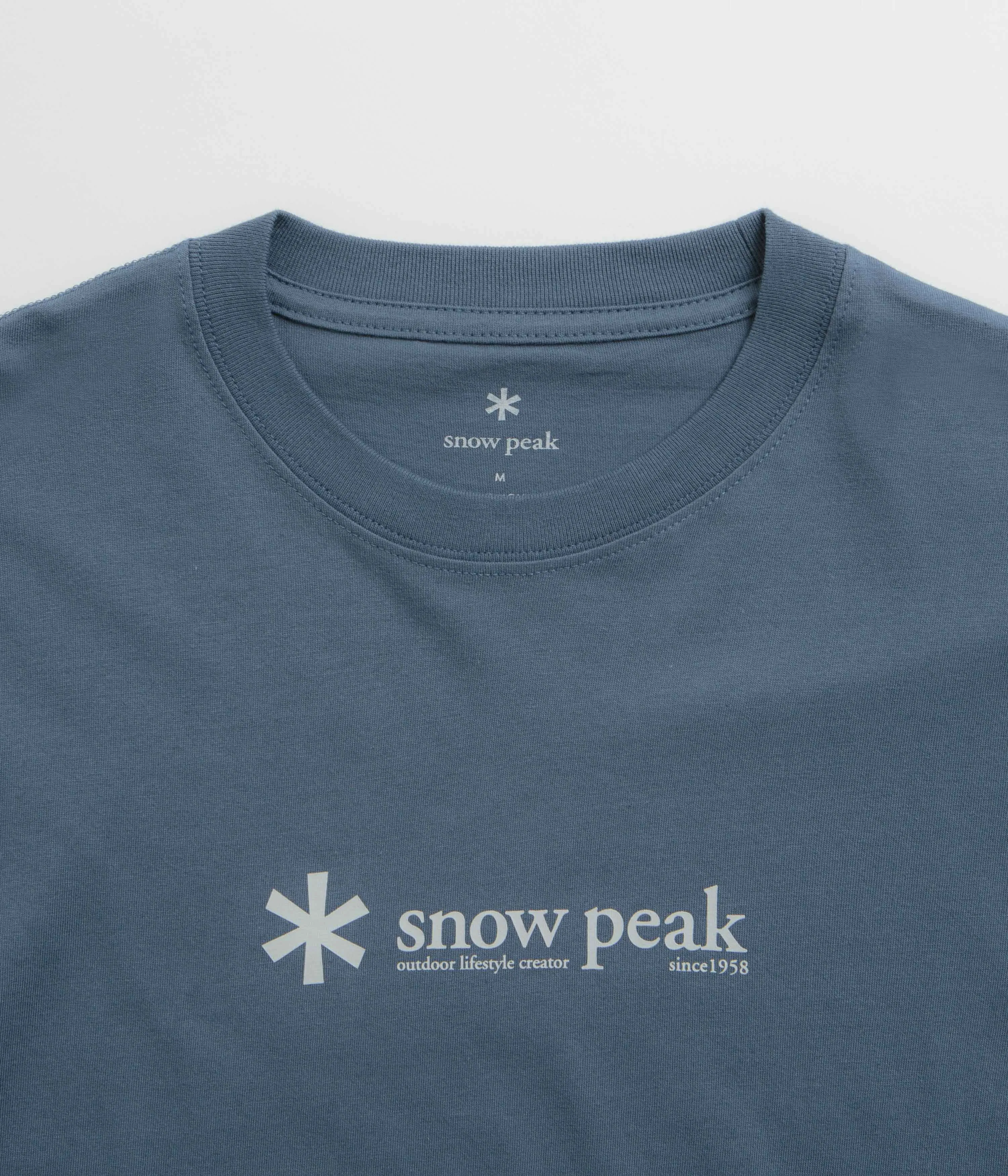 topstitching Business Meeting Snow Peak Logo T-Shirt - Slate Blue
