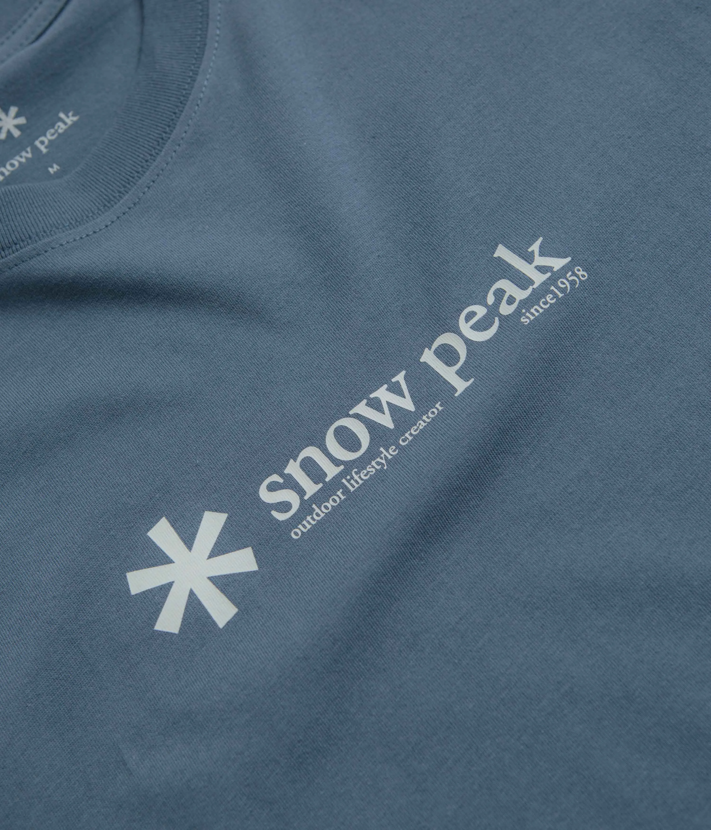 Colorfastness Snow Peak Logo T-Shirt - Slate Blue