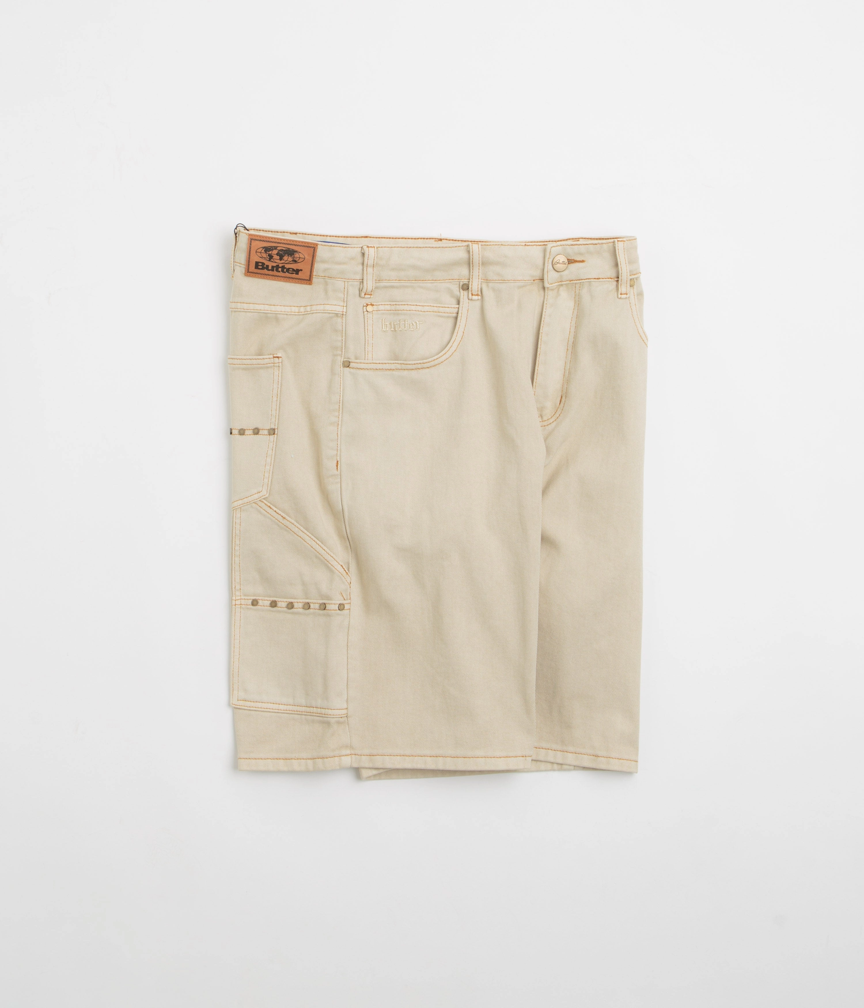 Butter Goods Rivet Denim Shorts - Bone Unisex Hypoallergenic Textile