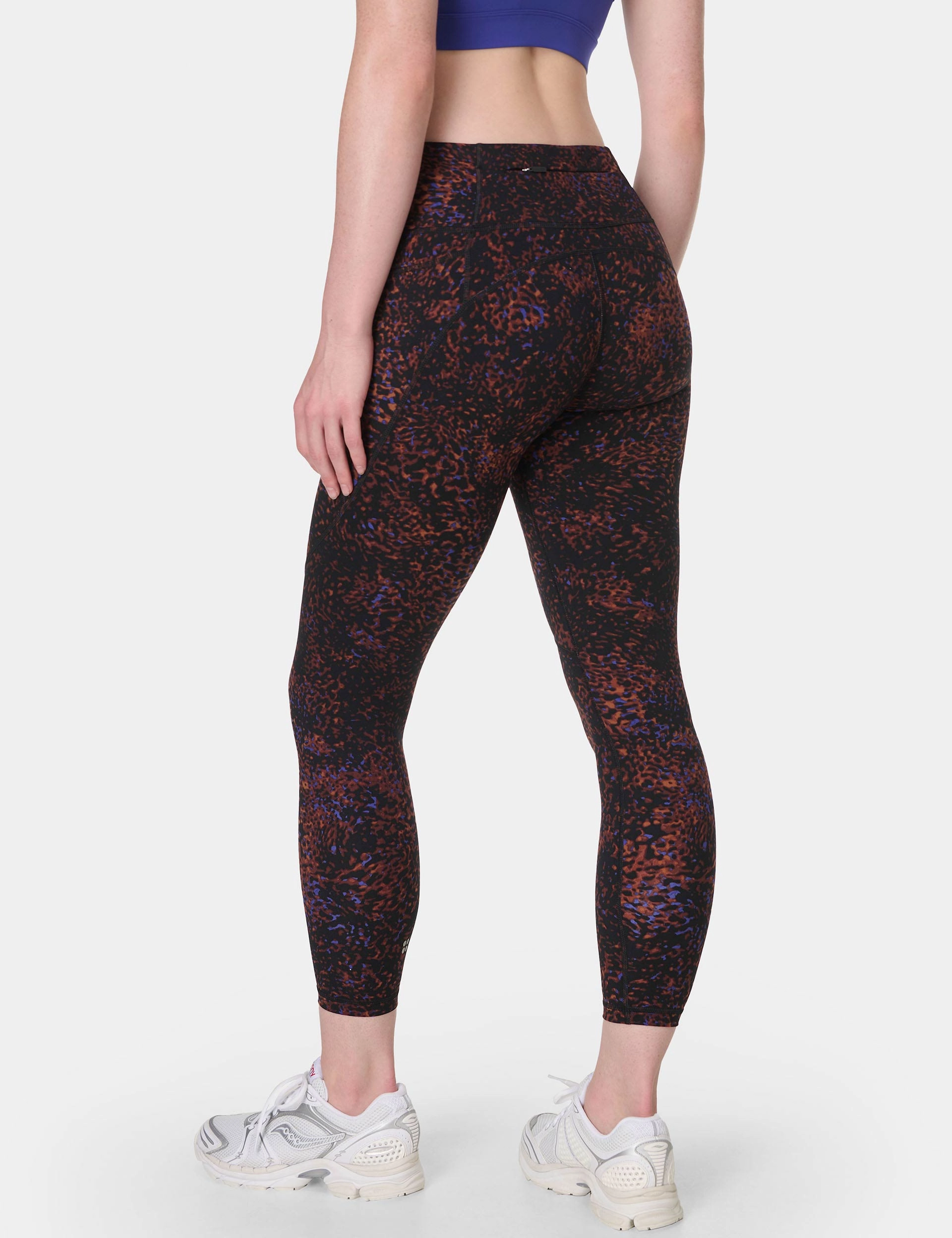 Total Comfort Non Bunching Power 7/8 Gym Leggings - Brown Tortoise Print