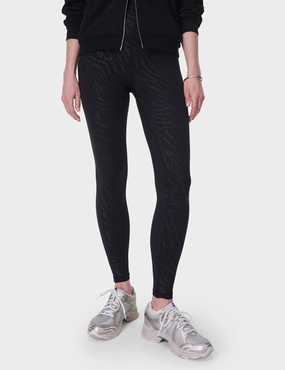 All Day Leggings - Black Faded Zebra Emboss Print For Teens Shape Retain