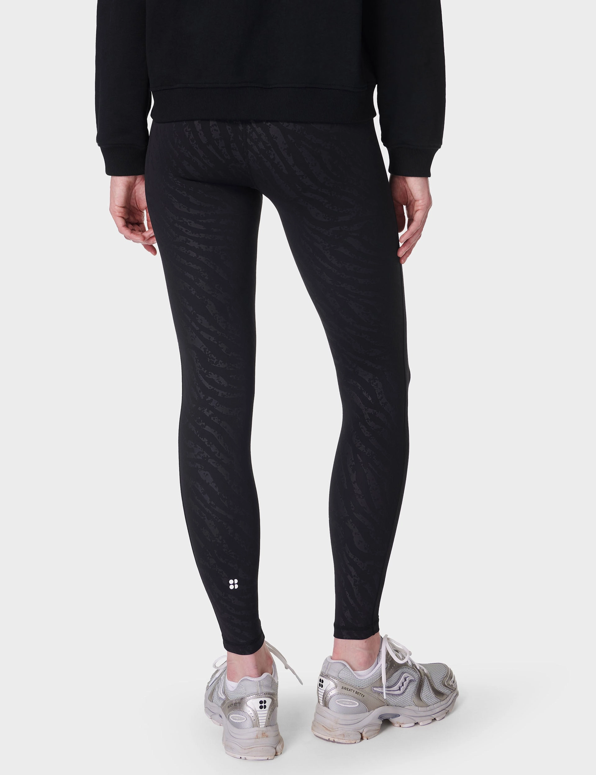Cold Fit Sweat Wicking Lining All Day Leggings - Black Faded Zebra Emboss Print