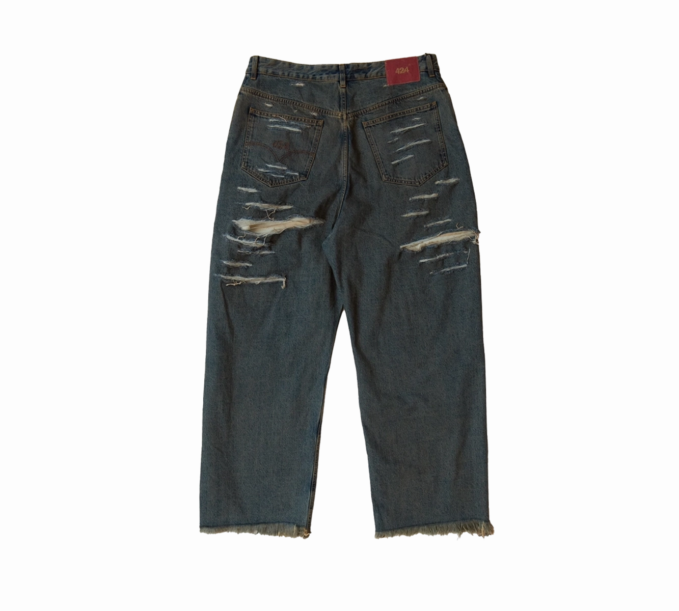 Breathable Lining System Stretch Fabric Repaired Loose Jeans "Blue"