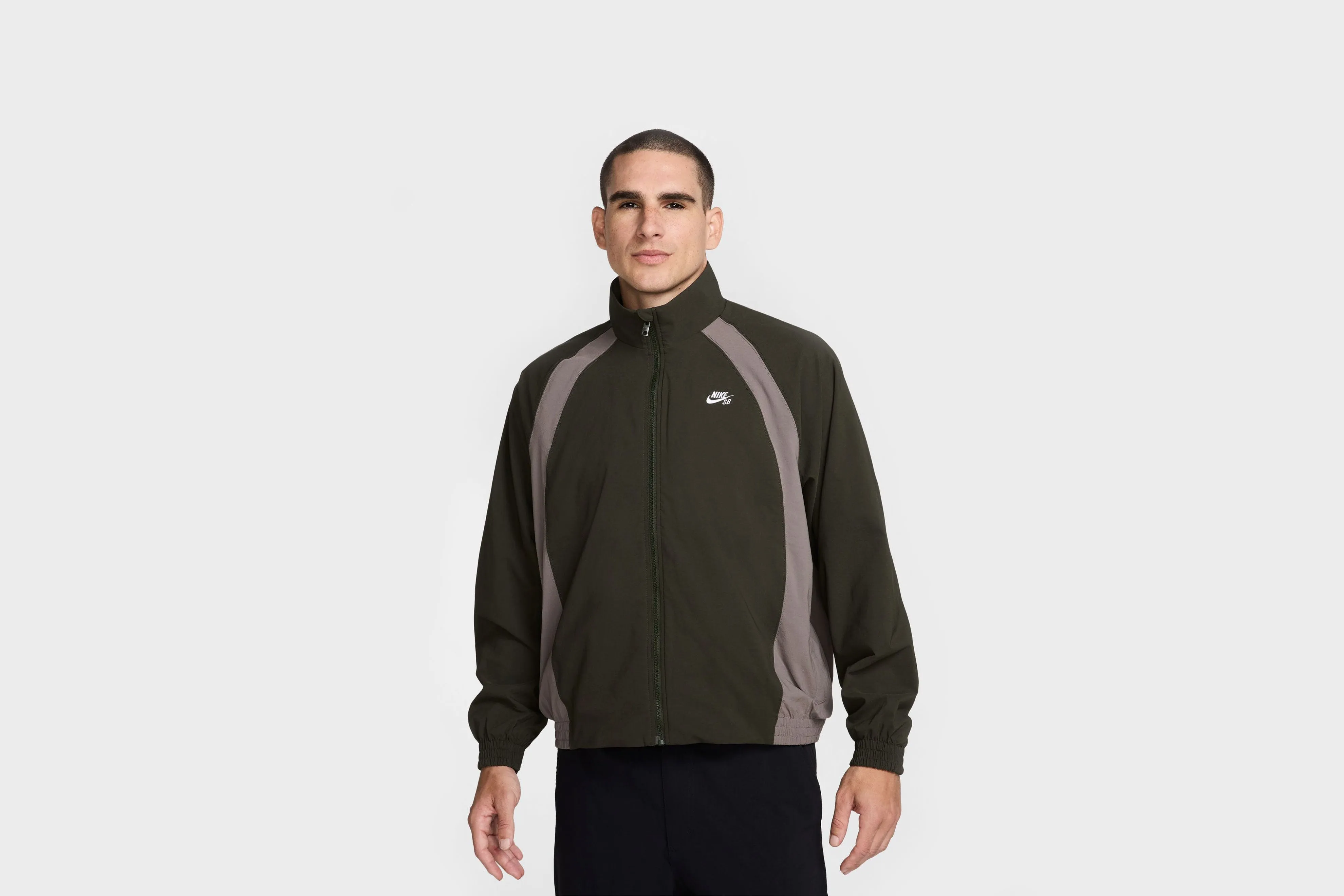 Nike SB Full-Zip Woven Skate Jacket (Sequoia/Cave Stone/White) HeavyDuty Zipper AntiSlip Grip