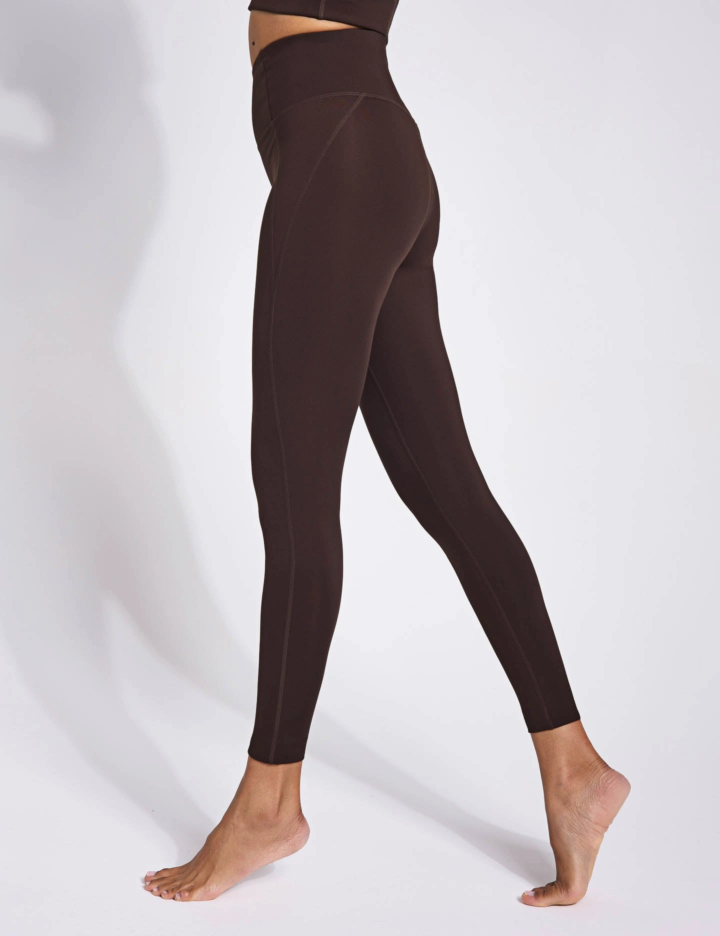 Compressive High Waisted Legging - Cocoa Bean Stay Put Cuffs Stretch Fit Fitness Lover