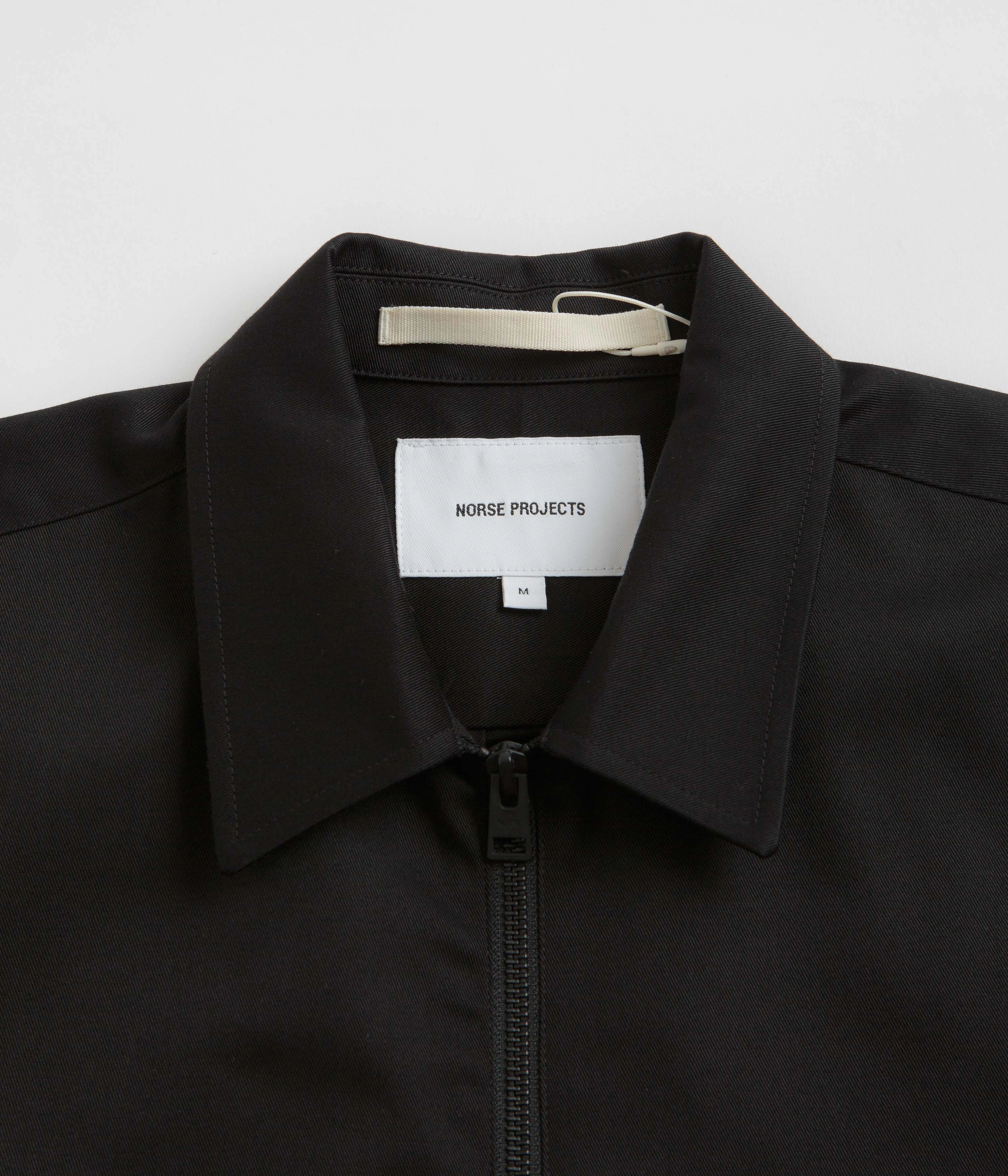 Norse Projects Ulrik Gabardine Zipped Overshirt - Black Insulated Jacket Method