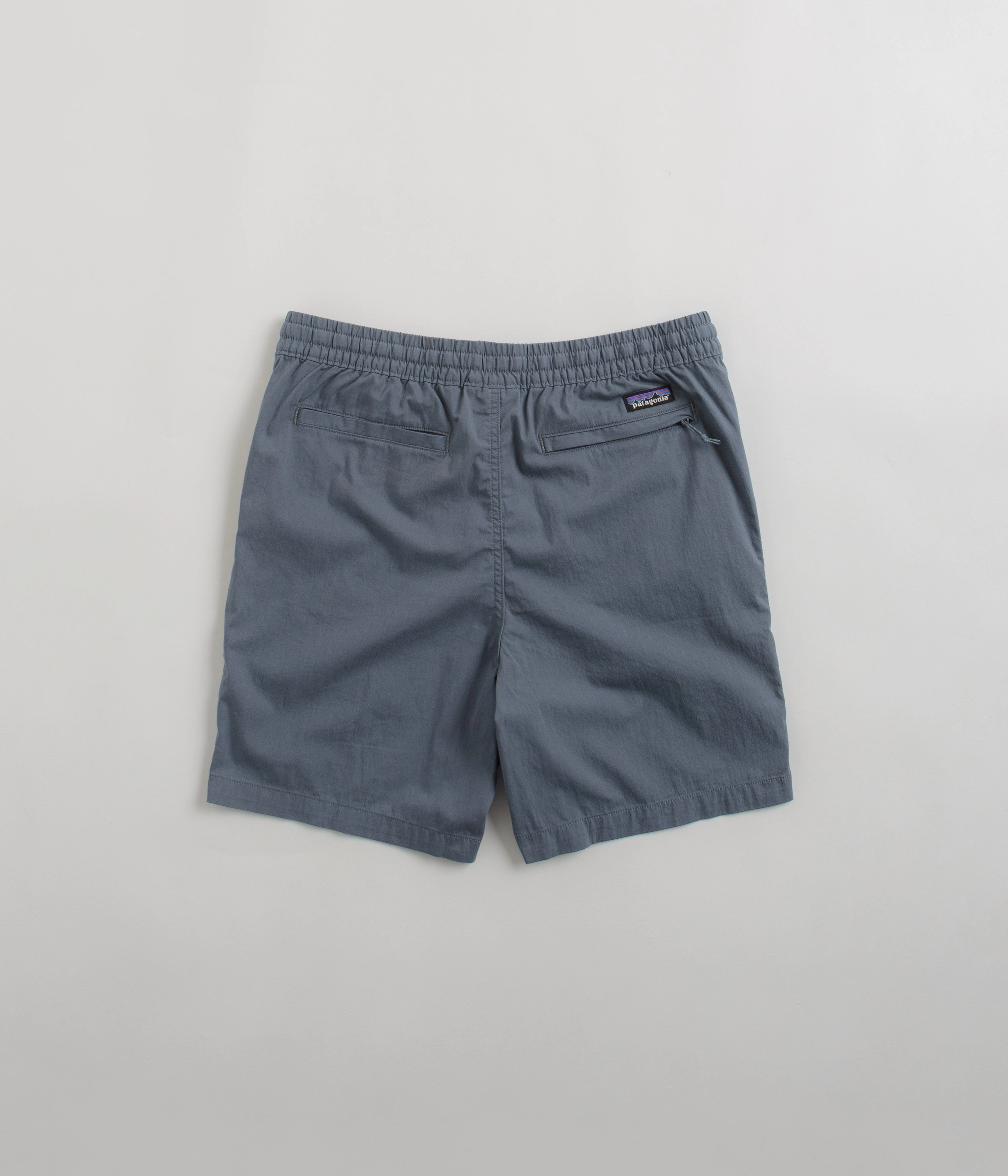 Patagonia Nomader Volley Shorts - Utility Blue Stain-Resistant Vented Hem Details