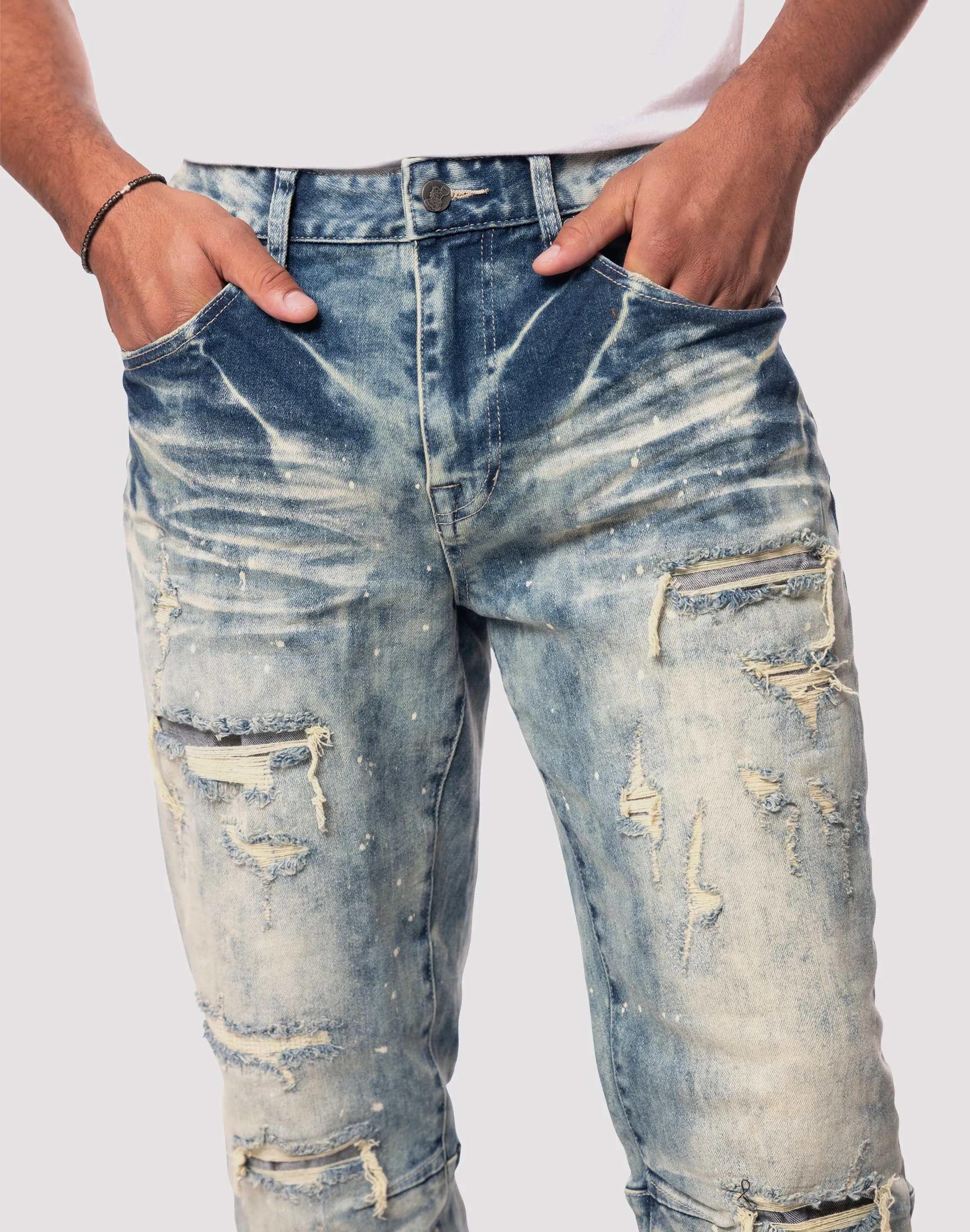 Grindhouse Streak Bleach Slim Fit Jeans Wrinklefree