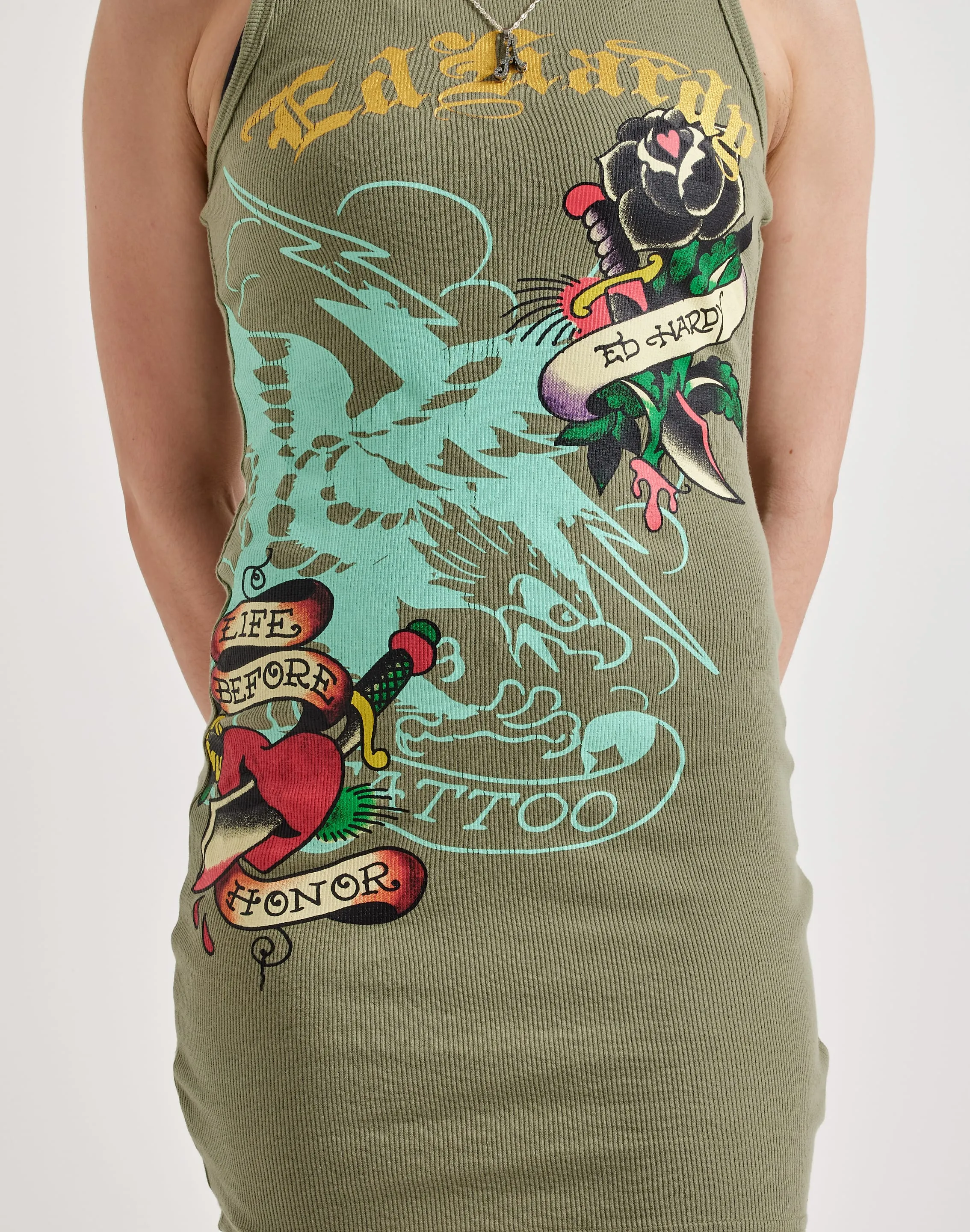 Evening Glow Crown Fit Ed Hardy Black Rose Tank Dress