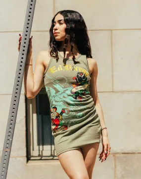 clean look Clear Mind Ed Hardy Black Rose Tank Dress