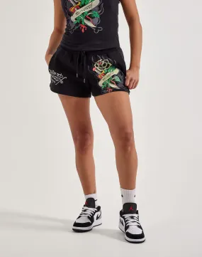 Ed Hardy Black Rose Fleece Shorts yoga mode CompactFold