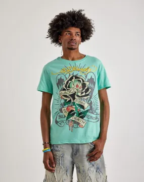 Ed Hardy  Black Rose Rhinestone Short Sleeve Tee LowProfile